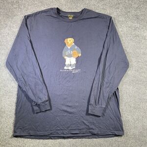 Polo Ralph Lauren Basketball Polo Bear Shirt 2XLT Blue Casual Preppy Graphic